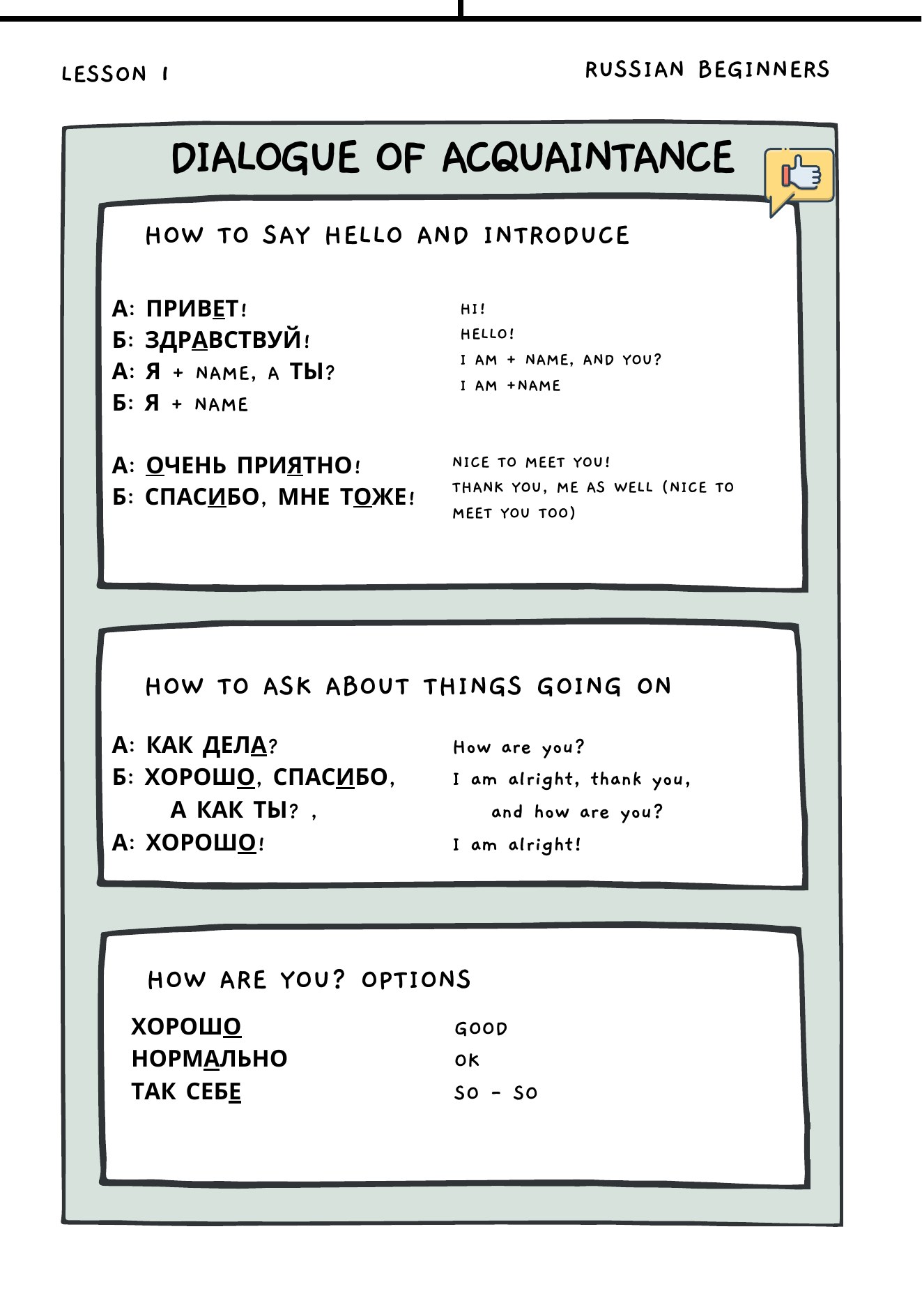 Dialogue of acquaintance worksheet page